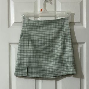 Light green plaid mini skirt